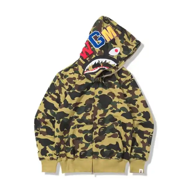 Высококачественная камуфляжная Толстовка Bape Shark модный Повседневный свитер для подростков и взрослых куртка унисекс на молнии