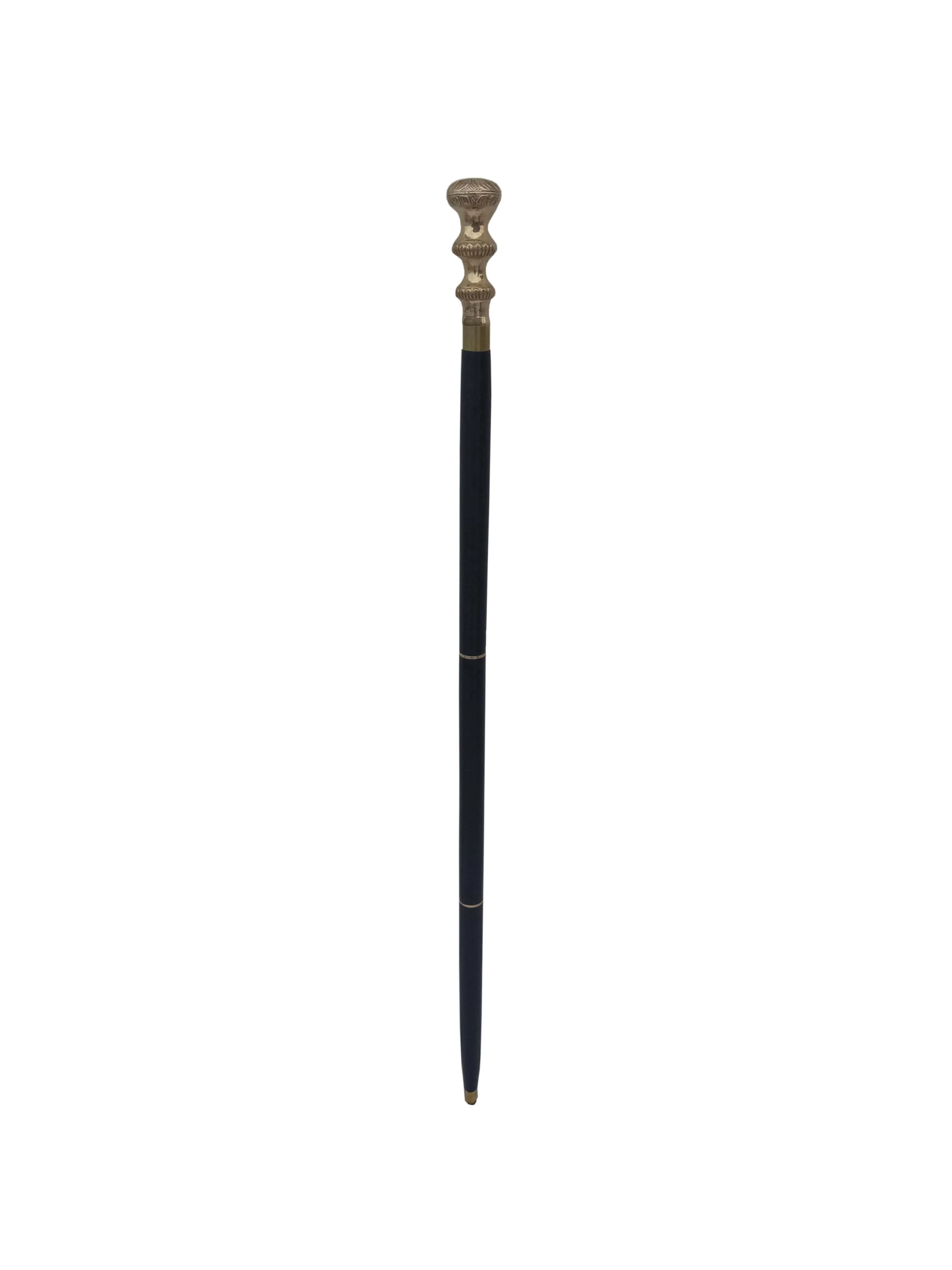 Nautical Vintage look Black Wooden Walking Stick with Round Brass Handle Foldable Wooden Shaft Walking Stick