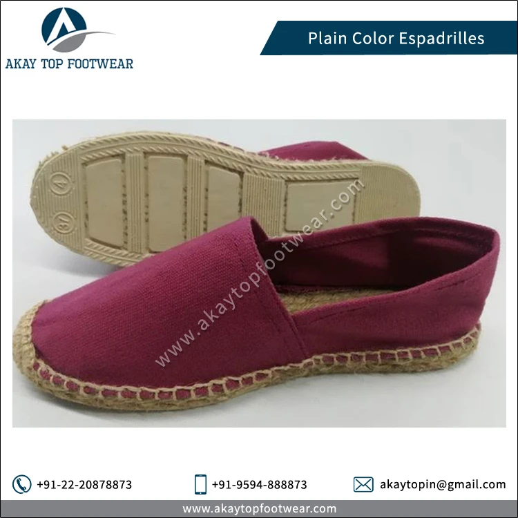 Espadrilles Comfortable Design Plain Solid Color Traditional Espadrilles Flat Shoes Available In Bulk