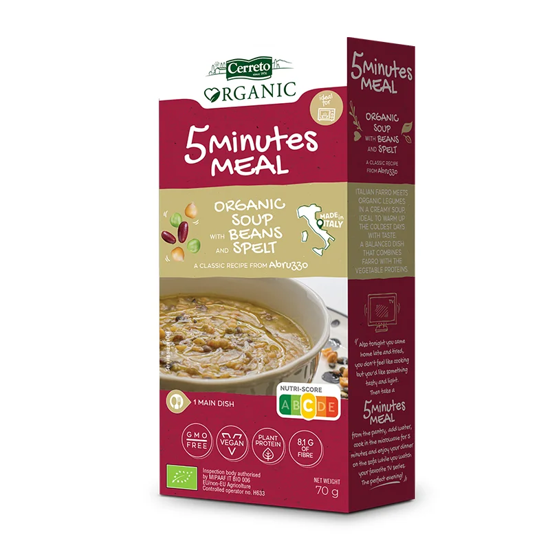 
Made in Italy Organic Legumes and Farro Soup 70g ready in 5 minutes to cook in microwave 