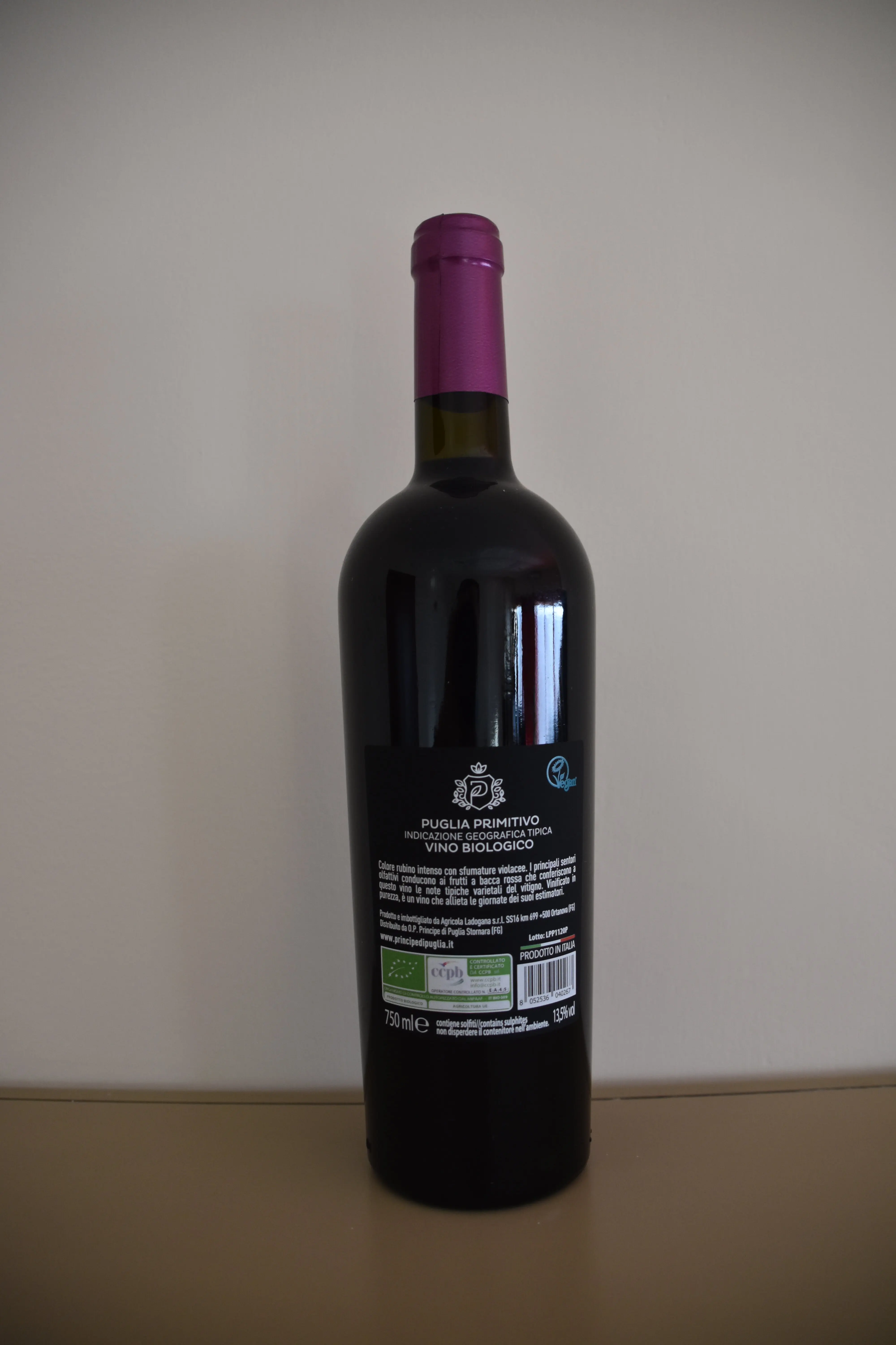 Primitivo органическое вино органический виноград Apulian 750 мл