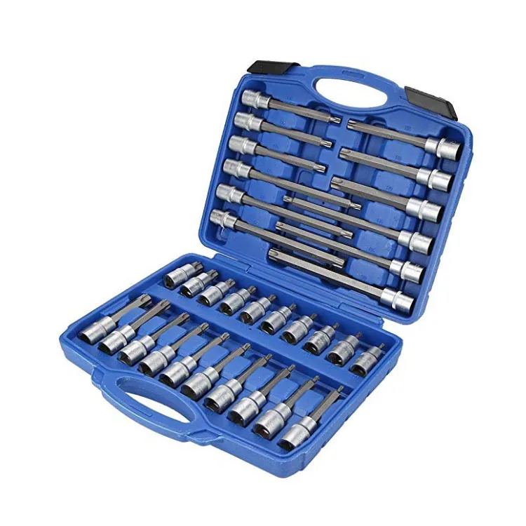 wholesaler hand tools 30pcs 1/2'DR extra long hex Torx bit socket set