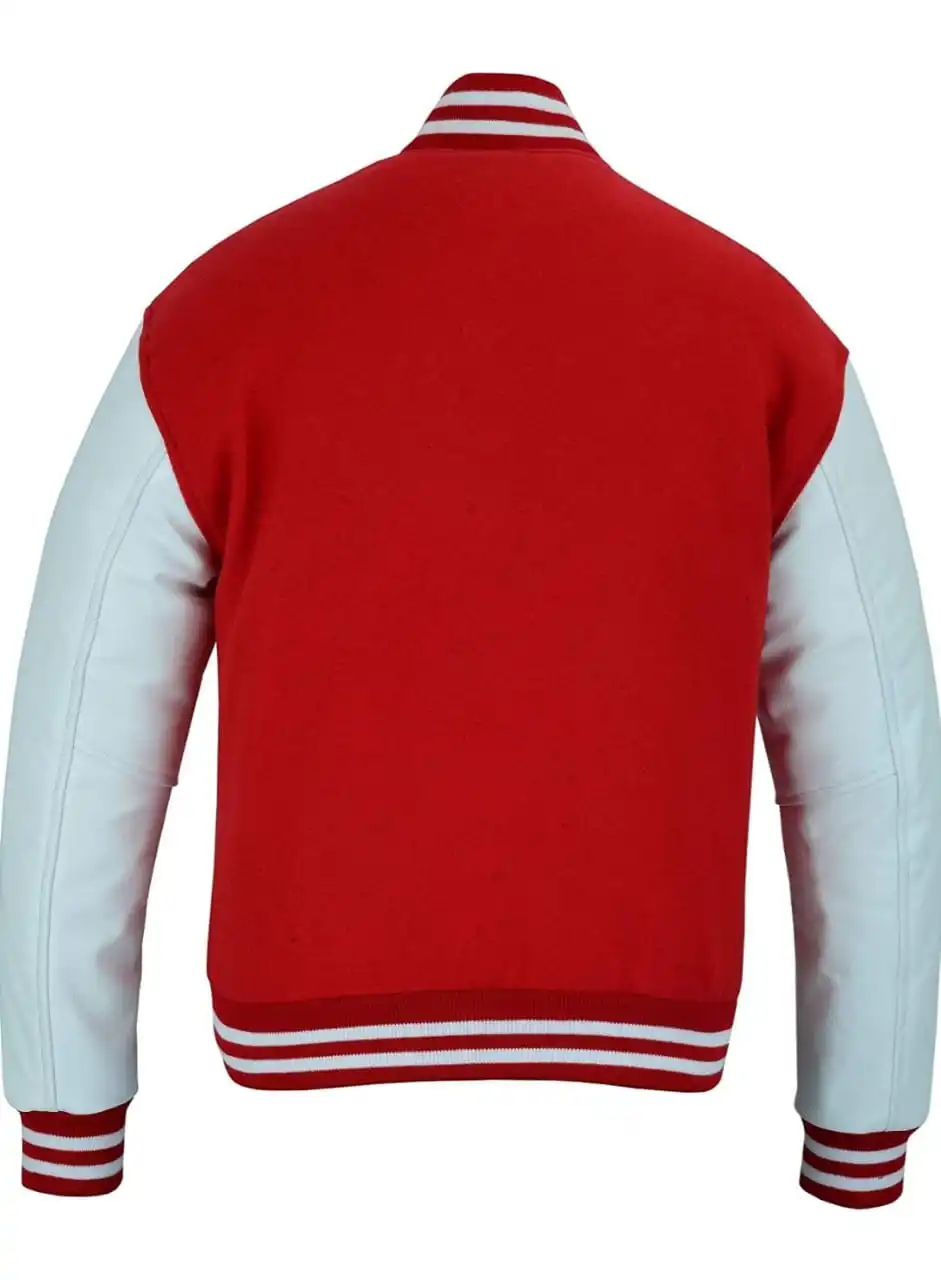 
Mens Baseball Style Red and white Varsity Jacket 