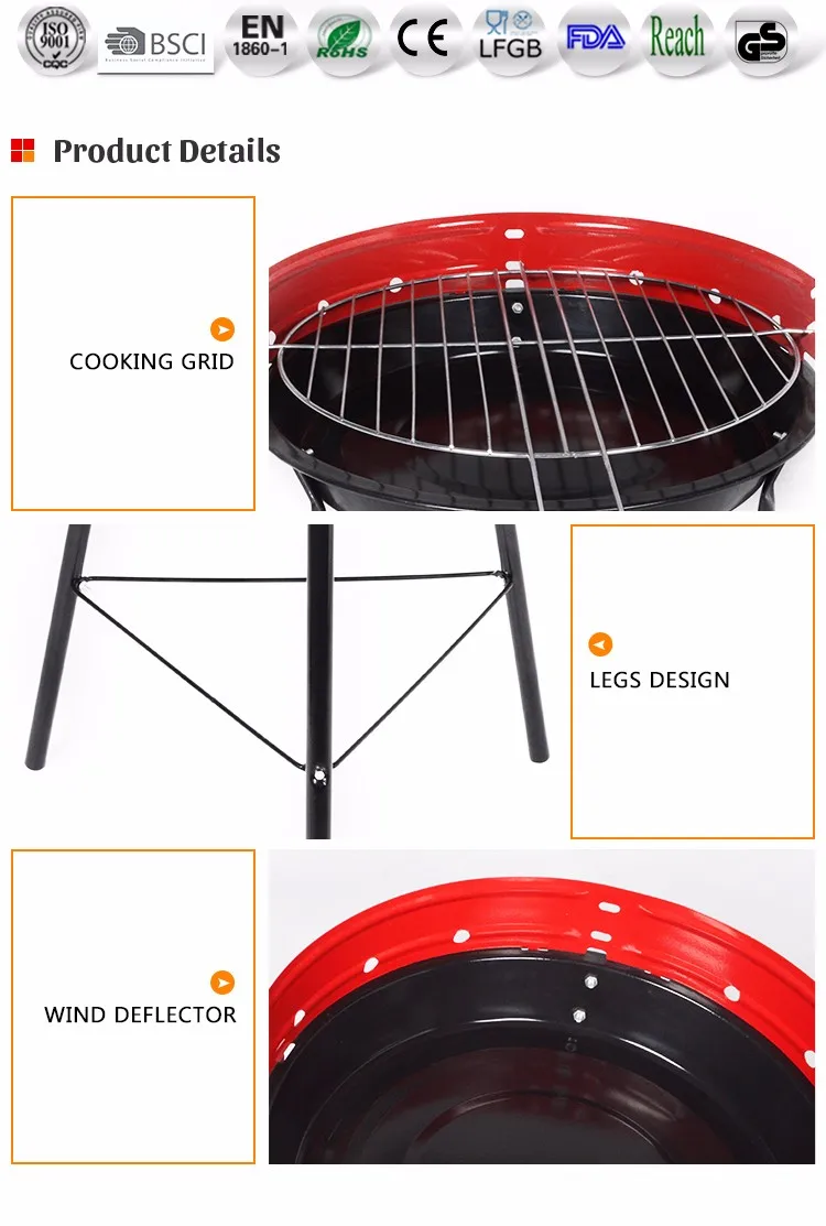 Bbq Manufacturers Easily Cleaned Simple 13 Inch Bbq Grill Round Iron Barbecue Charcoal Grill