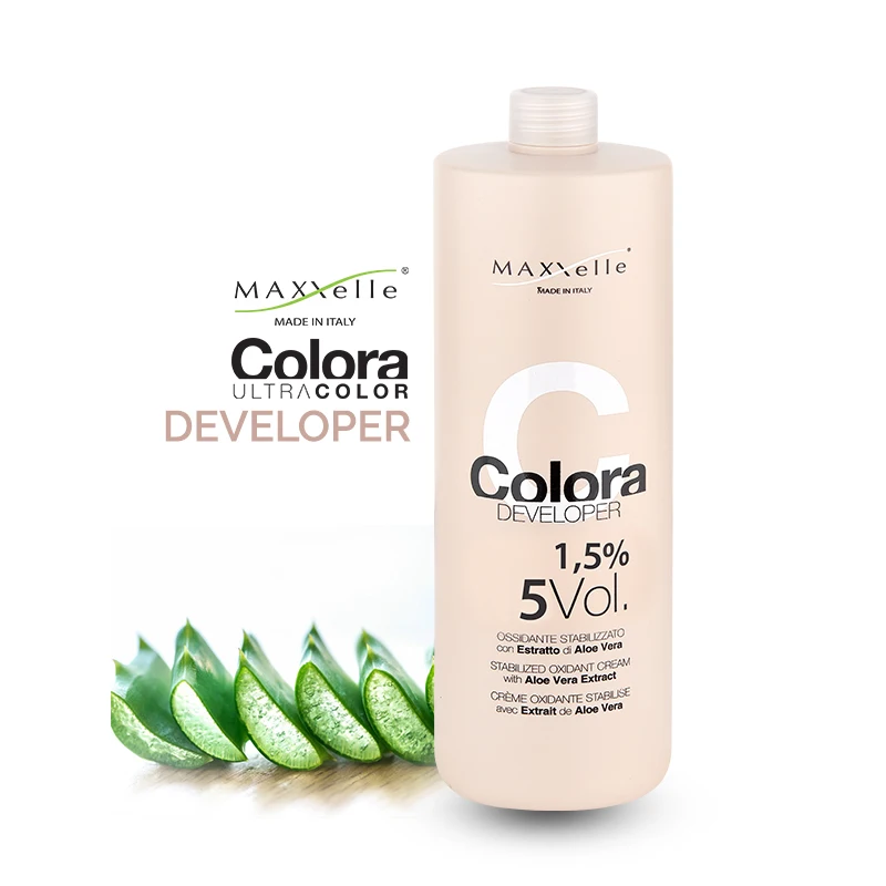 Color Cream Developer 1,5% 5V Stabilized Oxidant with Aloe Vera 100% Made in Italy Hair 1000 ml