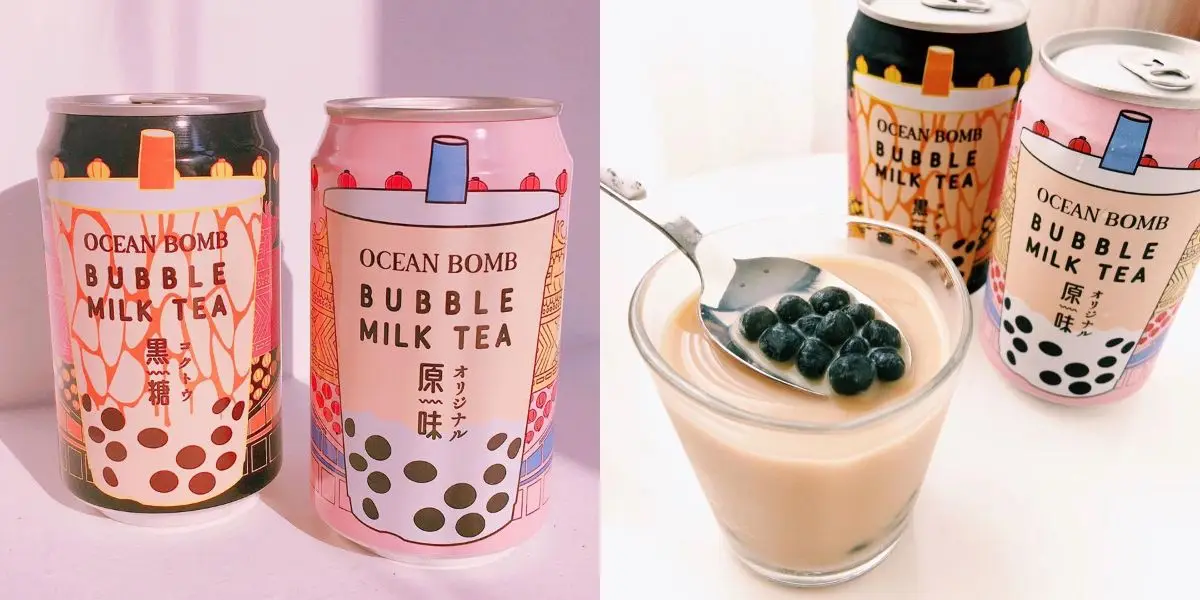 Ocean Bomb Original Bubble Milk Tea Drink can drink easy to take soft drink Black Sugar