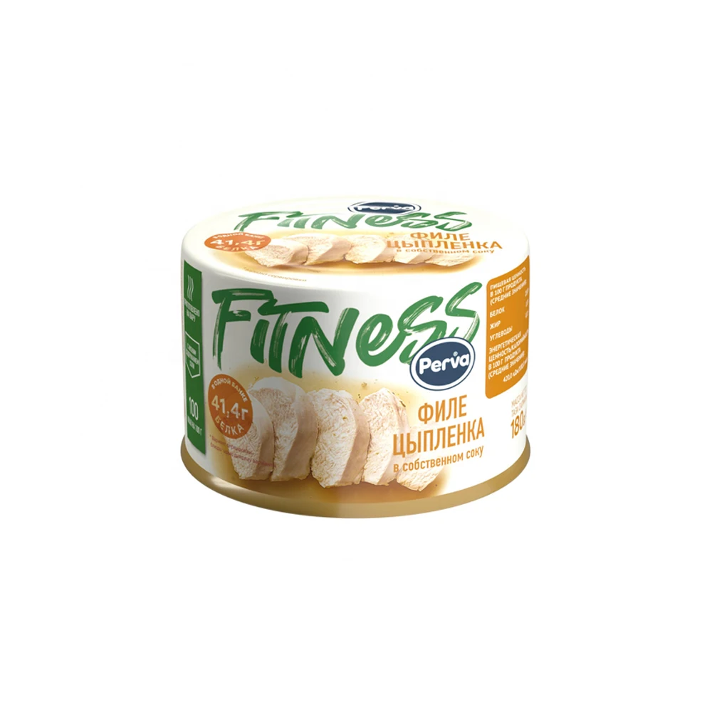 180 g Fitness high protein chicken meat Perva Wholesale Russian Premium Quality Canned Poultry Chicken Meat