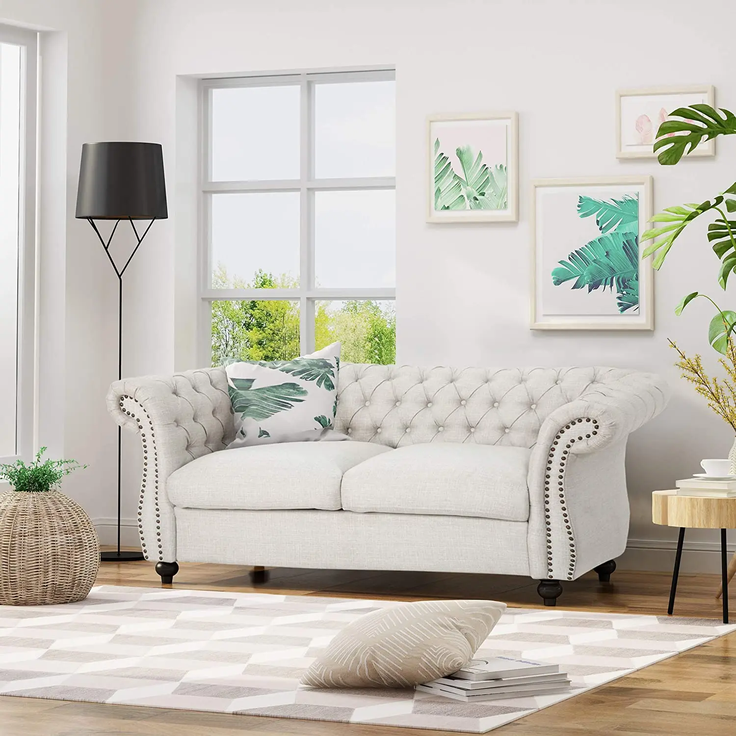 
Deep button tufting white color comfort american sofa sectional chesterfield couch sofa living room for sale 