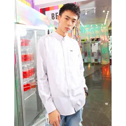 Top sale	Express order Brand Designer Homme staff uniform 3D emboss logo patch CVC panelled full sleeve shirts for men