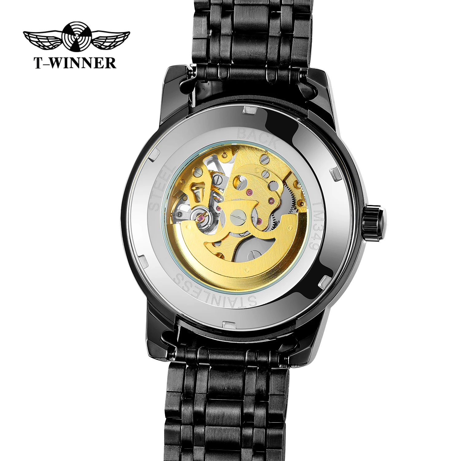 forsining montrepourhomme Mechanical Watches Automatic Self-Wind Golden Transparent  Wristwatch