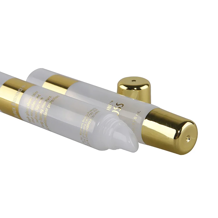 
Special Shape Eco Friendly Cream Lipgloss Tube Custom Gold Empty Lip Gloss Soft 10ml 15ml Squeeze Tube 