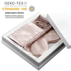 OEKO Tex-100 manufacture custom luxury 4 gift set of silk pillow case eye mask headband and slippers pure silk travel set