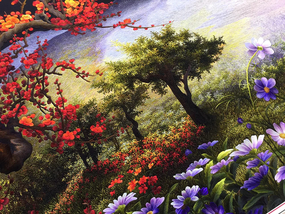 Высококачественная ручная вышивка возвращение пружины с помощью высокой технологии вышивки