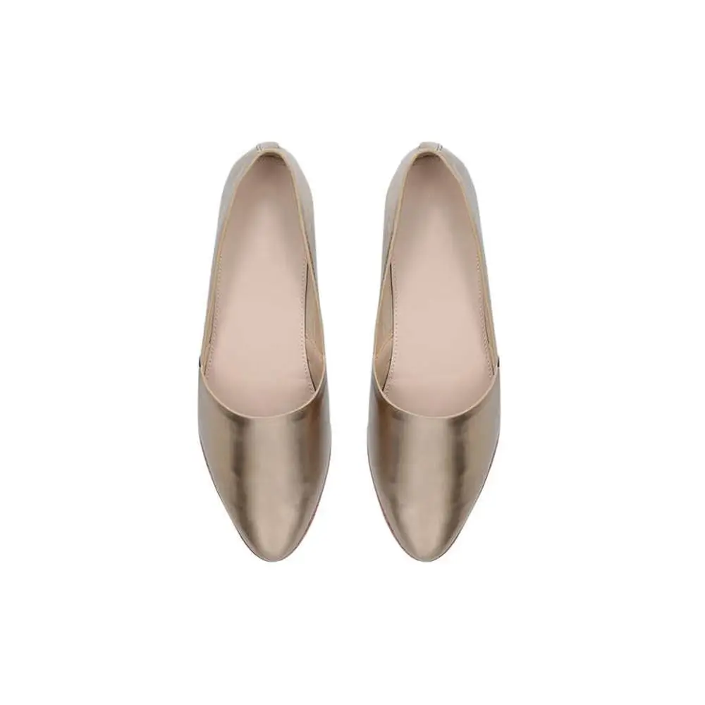 New style designer sandals women famous brands used golden color pointed toe ladies flats pumps flat fancy sandals branded shoes