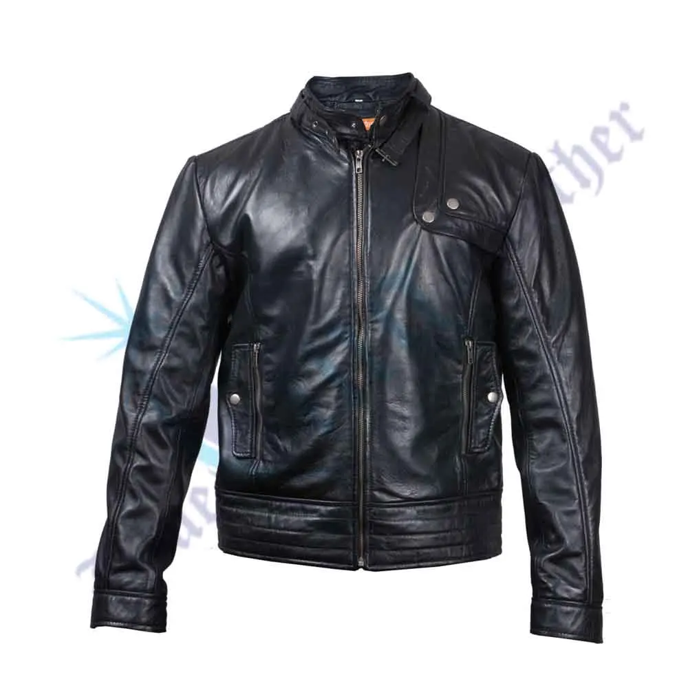 Мужская Черная модная куртка из 3 контрастных замшевых воловьей кожи