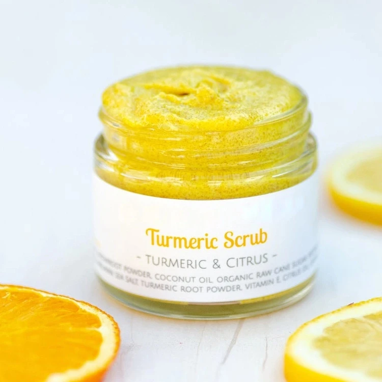 Amazon Hot Sale Private Label Organic Body Exfoliant Bodyscrub Exfoliate Face Exfoliator Whitening Glow Body Turmeric Scrub