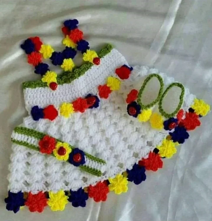 High Quality Hand Made Custom Design Hot Selling Baby Girls Kids Infant Toddler Wool Sweater Outfits Dress Made In Bangladesh