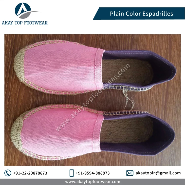 Espadrilles Leaders in Selling Traditional Design Jute Sole Plain Solid Color Espadrilles Flat Shoes