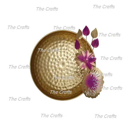 3 Different Size Brass Hammered Urli Bowls With Leaf Design Gold And Pink Color Round Shape Urli For Home Decor