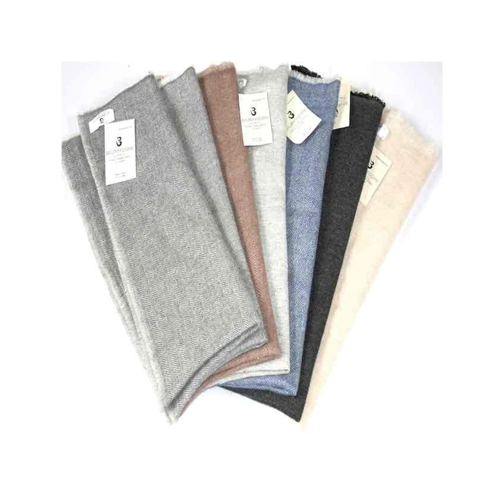 Unisex 35x180cm Wool Blended Cashmere Scarf 1ply Herringbone Pattern Luxury Printed Shawl Thick and Soft Nepal Muffler
