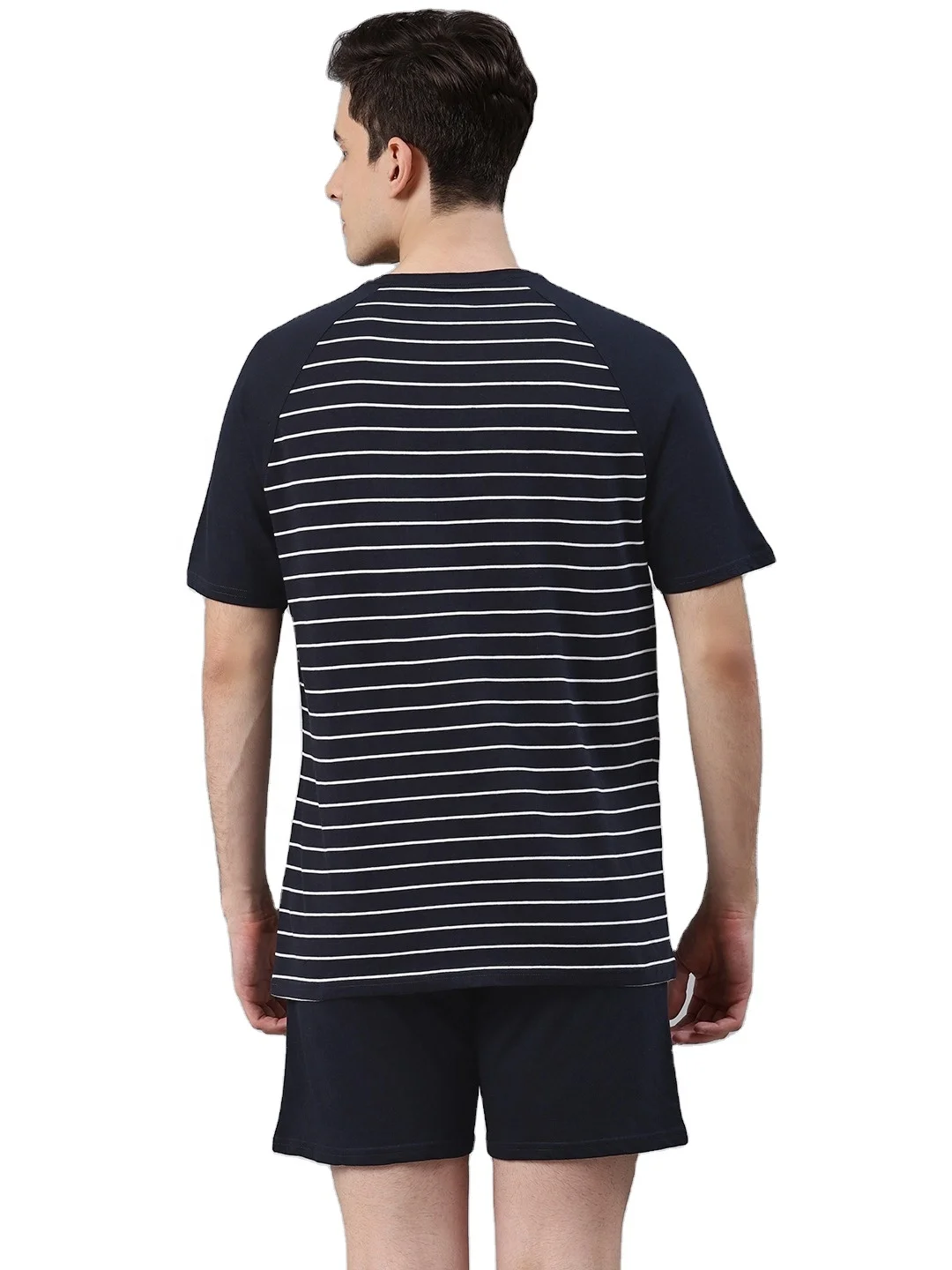 Mens Silk Nightgown and Pants Two Piece Suit for Summer Thin Short Sleeved Bath Robe Soft Men cotton pyjama  Customized