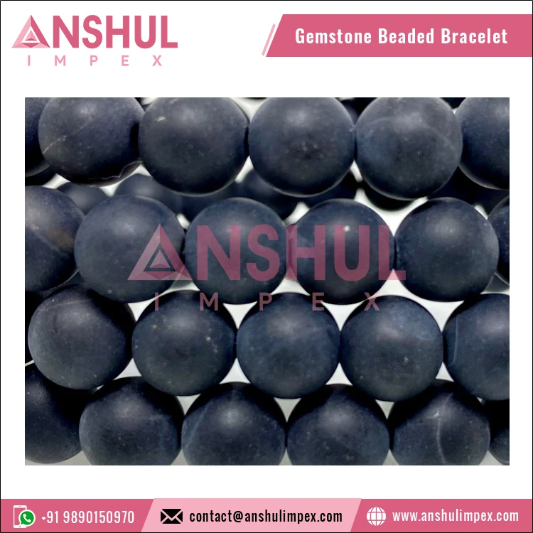 Top Selling Black Color Meditation Healing 7.5in Black Onyx Matt Round Gemstone Beaded Bracelet