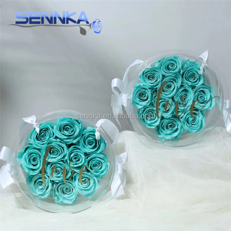 Floristic Decoration Material 10cm Pure Color Preserved Rose Head Flower Box