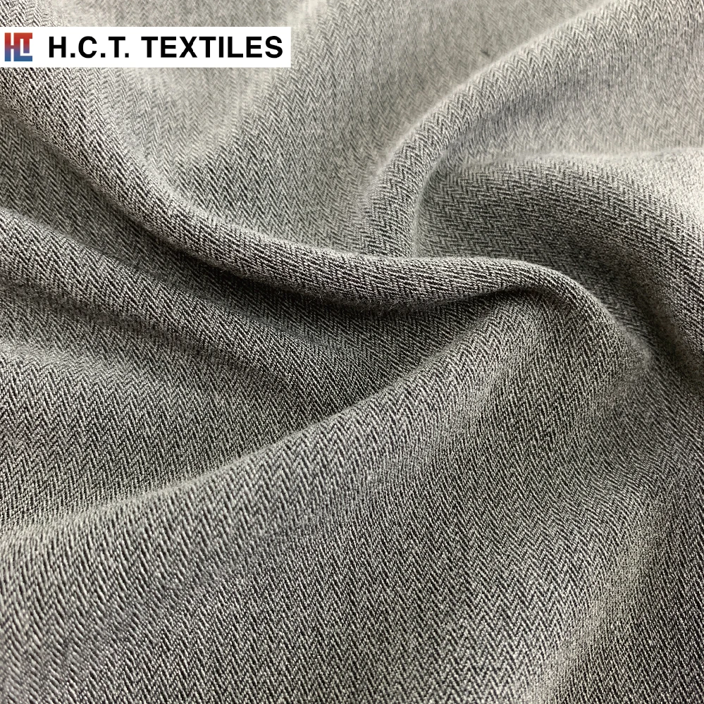 4 way stretch herringbone bamboo woven fabric recycled polyester 205g for women clothing