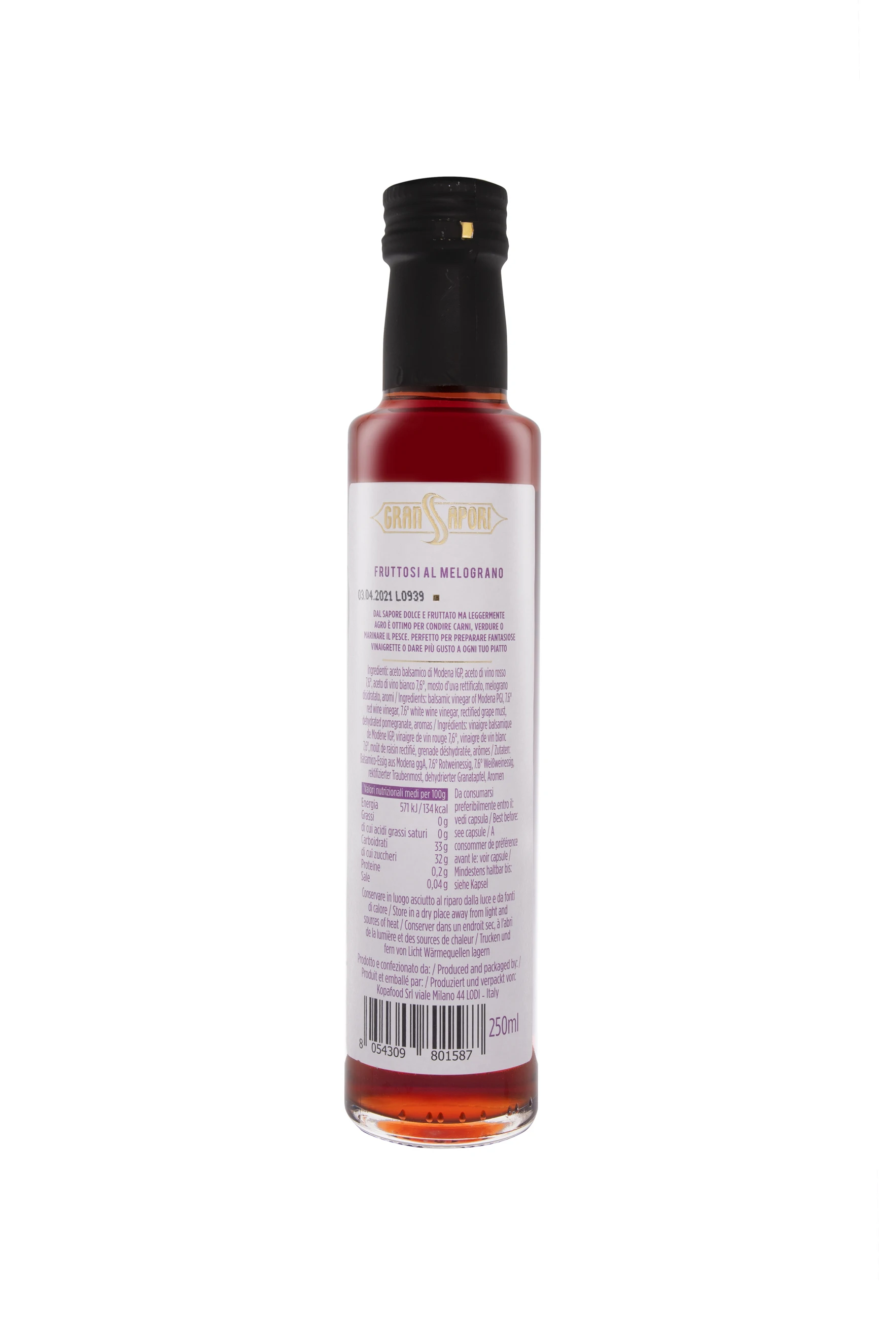  Condiments bottles 250ml Fresh pomegranate Fruit balsamic