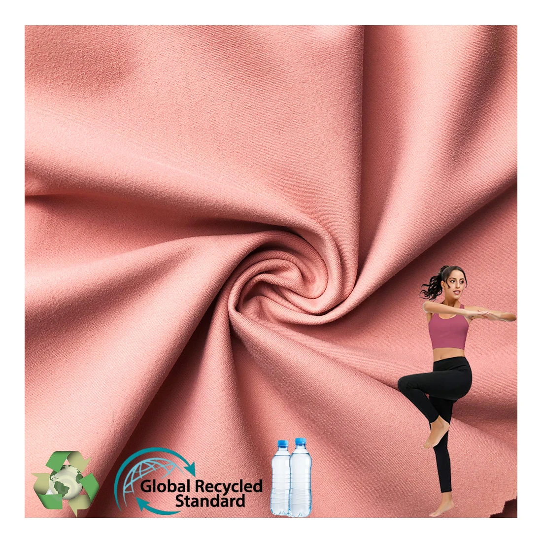 
Organic Custom Quick Dry Fit Breathable Knit Recycled Spandex Polyester Sportswear Fabric 