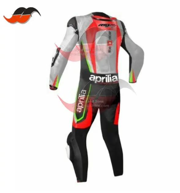 Customized Leather motorcycle racing suit with 5 hard-plastic CE approved Armors with pre-curved sleeves for riding position