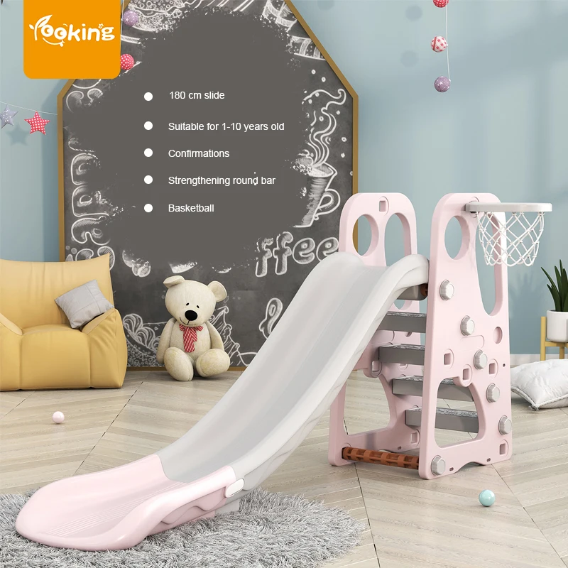 Christmas Gift Pink Games Plastic Kids Toys Children Bedroom Slide Combination Children Plastic Slide In Shopping Centre