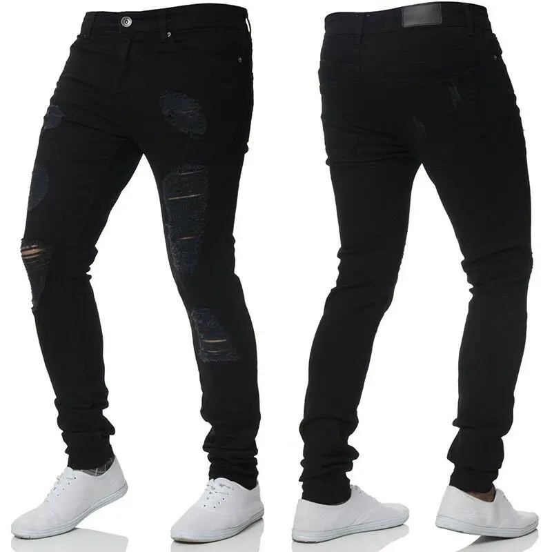 OEM new style bulk wholesale china pants men blue ripped private label jeans