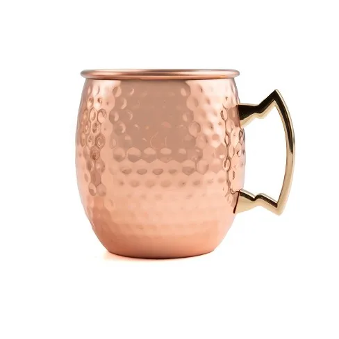 good design Brass Handle Copper cups with logo engraving for beer Antique copper hammered tin lining moscow mule mugs
