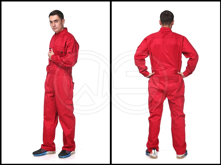 Индивидуальный логотип вашей компании механический комбинезон для мужчин 100% хлопок красный Рабочий Комбинезон промышленная Рабочая одежда