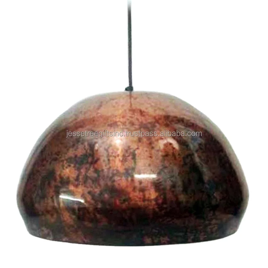 Metal Kitchen Ceiling Pendant Light With Antique Copper Spray Paint Finishing Big Hammered Design Round Shape For Lighting
