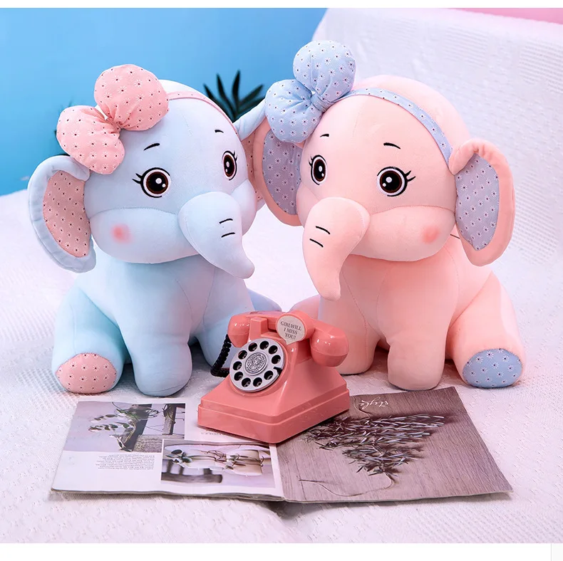 New Bow Elephant Plush Toy Doll Love Doll Girls Birthday Gifts Wholesale Customization