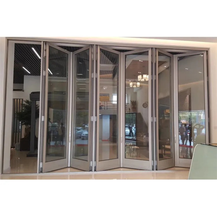 Folding Door With Glass Panel Hurricane-Proof Aluminum Tempered Folding Door System Aluminum With Folding Door Pvs