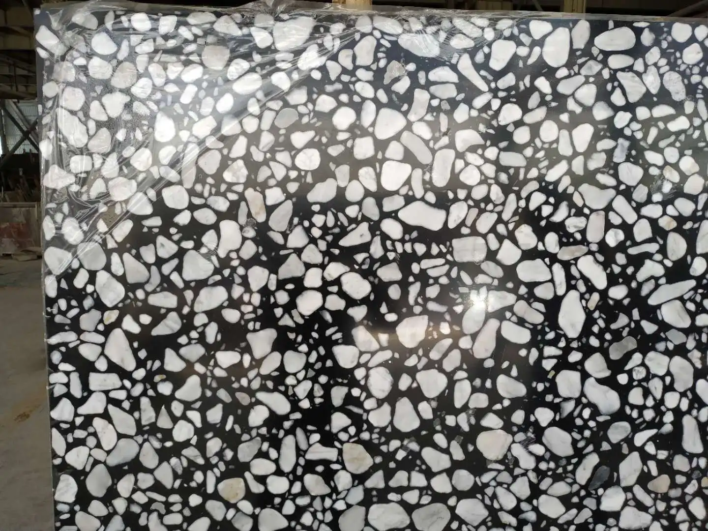 Epoxy resin countertop black terrazzo panel artificial stone table for indoor decoration