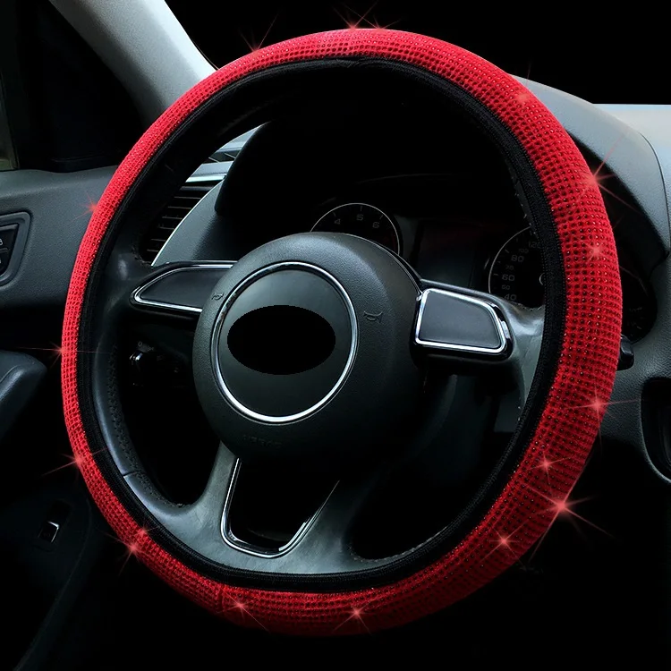 Color Diamond Anti-Slip Steering Wheel Protector Car Interior Accessories 38cm Car Steering Wheel Cover