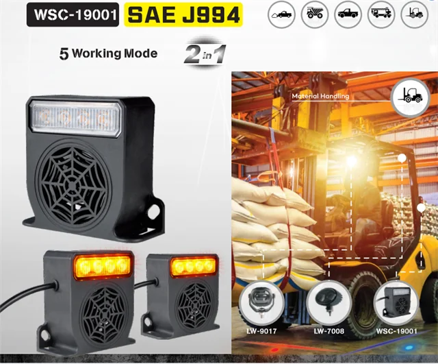 Multi-Function Revers Alarm With Flashing Amber Warning Light 12-80v Backup Alarm For Truck