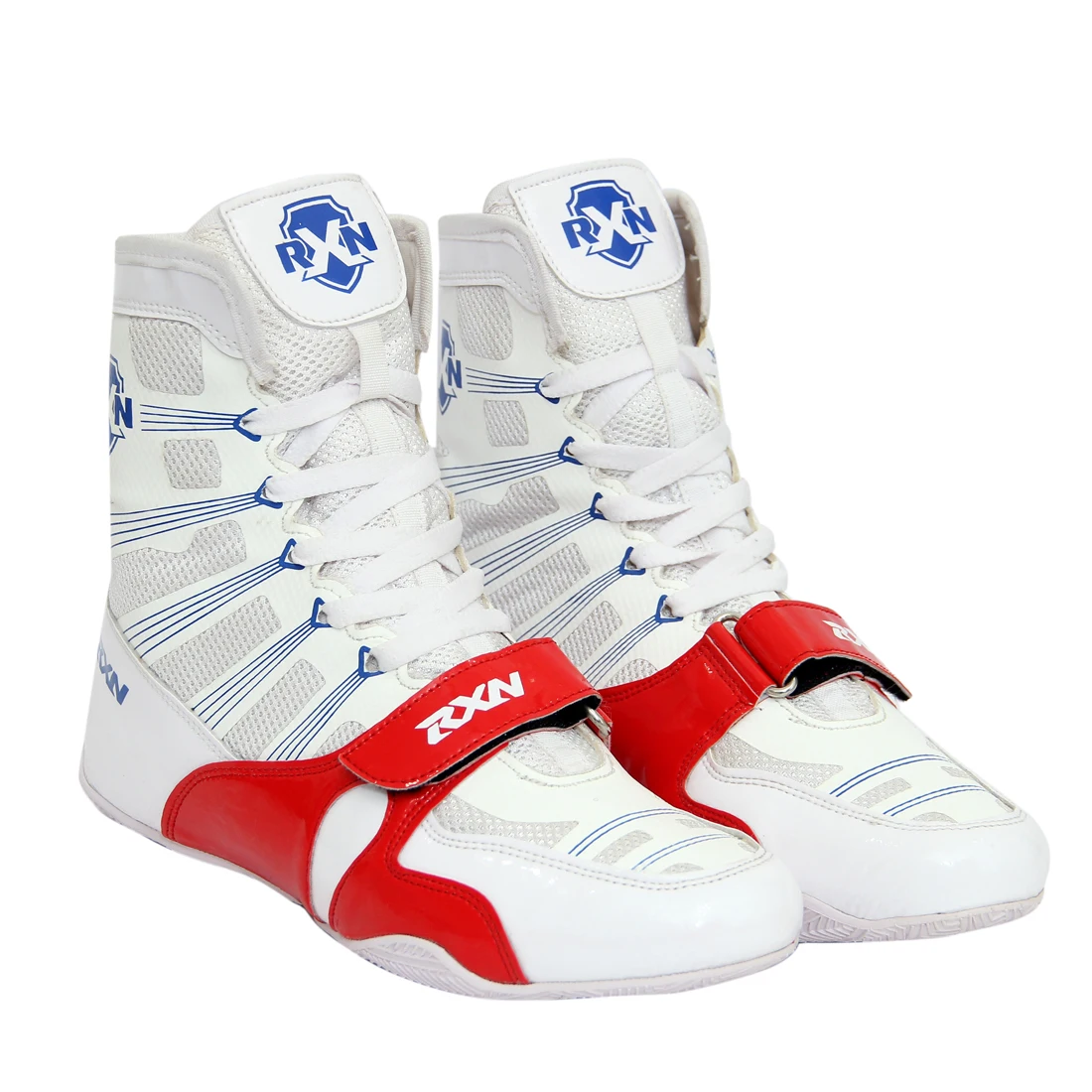 synthetic Leather sports Boxing Shoes training fighting with double needle stitched high collar lining for men