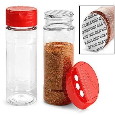 Popular 1oz 3oz 50g 200ml 250ml Unique Plastic mason plastic jar for spice salt shaker with red white blue color screw flip cap