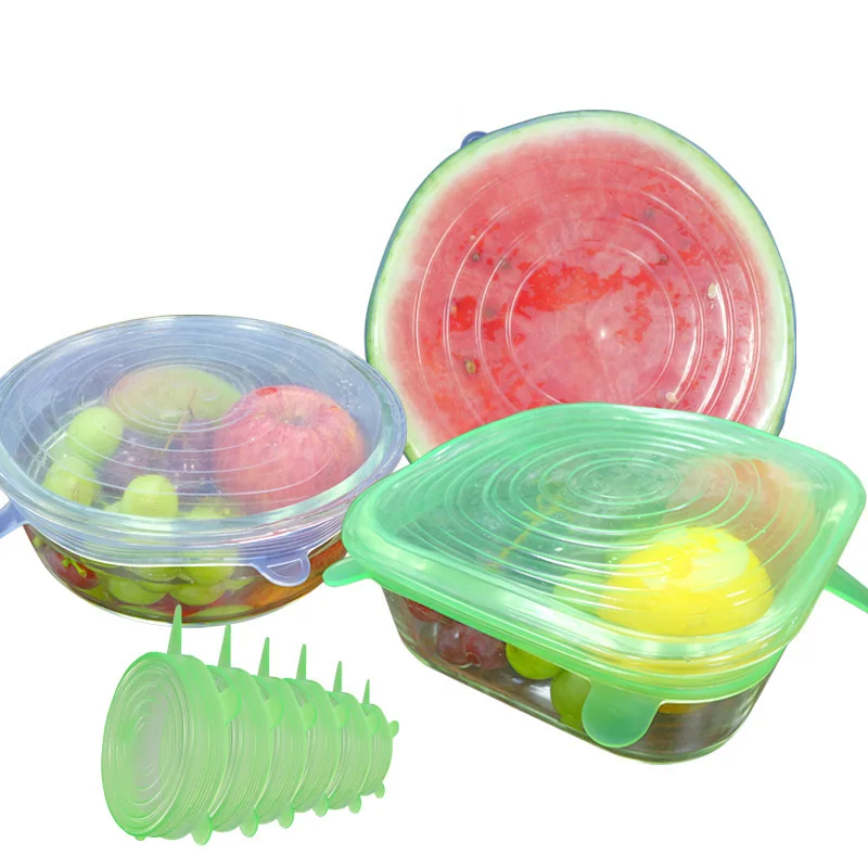 6PCS Set Platinum Silicone Lids Reusable Silicone Stretch Lids