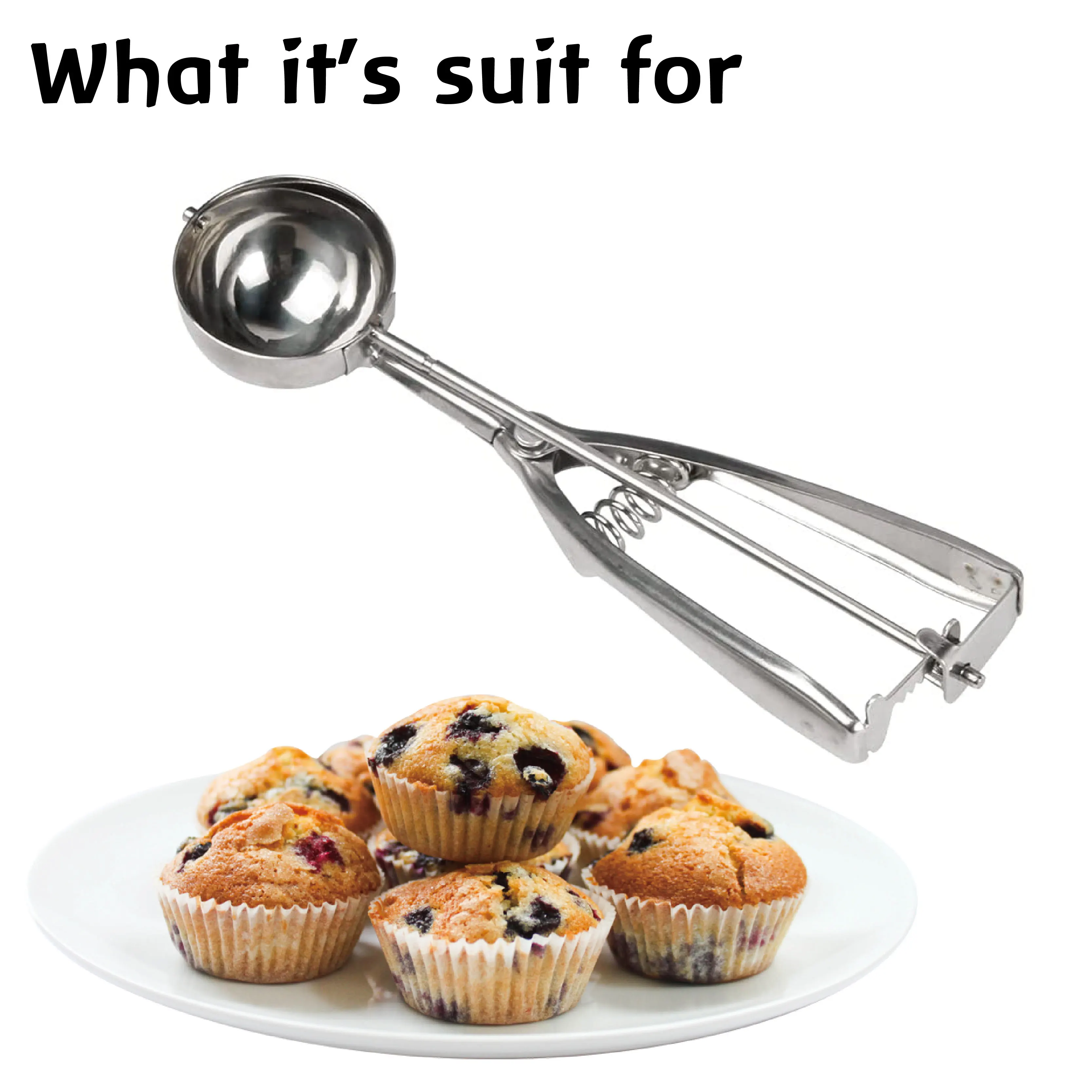 Best sell stainless steel 4 cm ice cream scoop with trigger for for fruit ice cream mashed potato