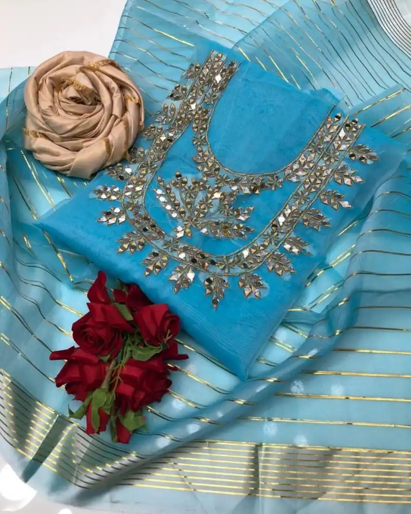 Вышитый традиционный шальвар камиз с зеркальной работой