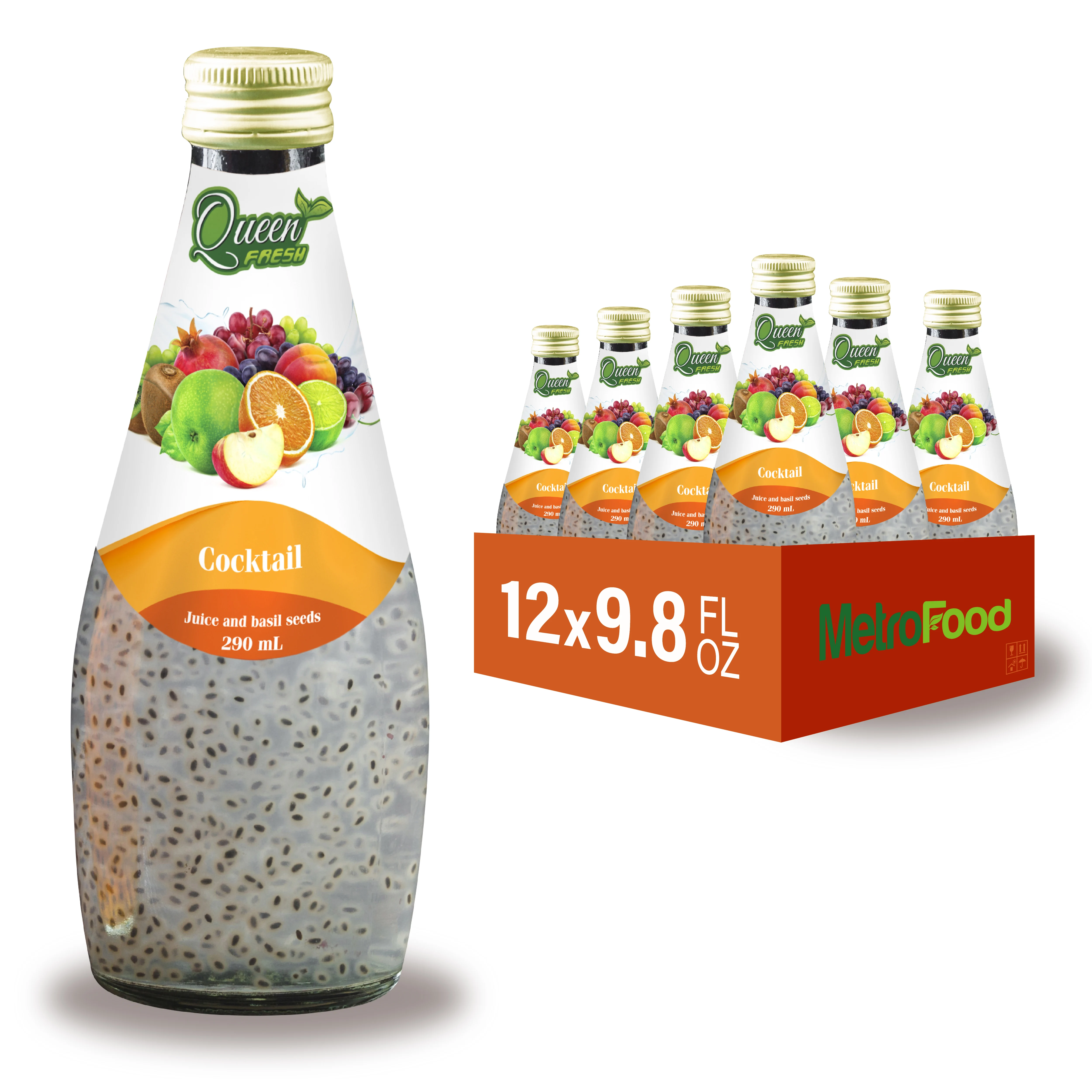 
OEM/ODM/Private Label - 290ml High Quality Basil Seed Drink from Vietnam - Cocktail Flavor 