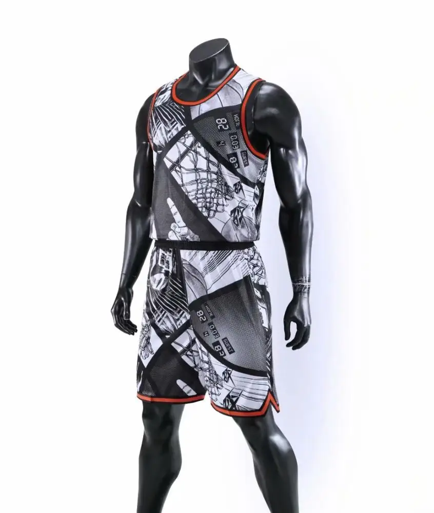 Men youth High School Basketball League Graffiti comic basketball jerseys Uniforms sets shirts+short clothing Training Suits