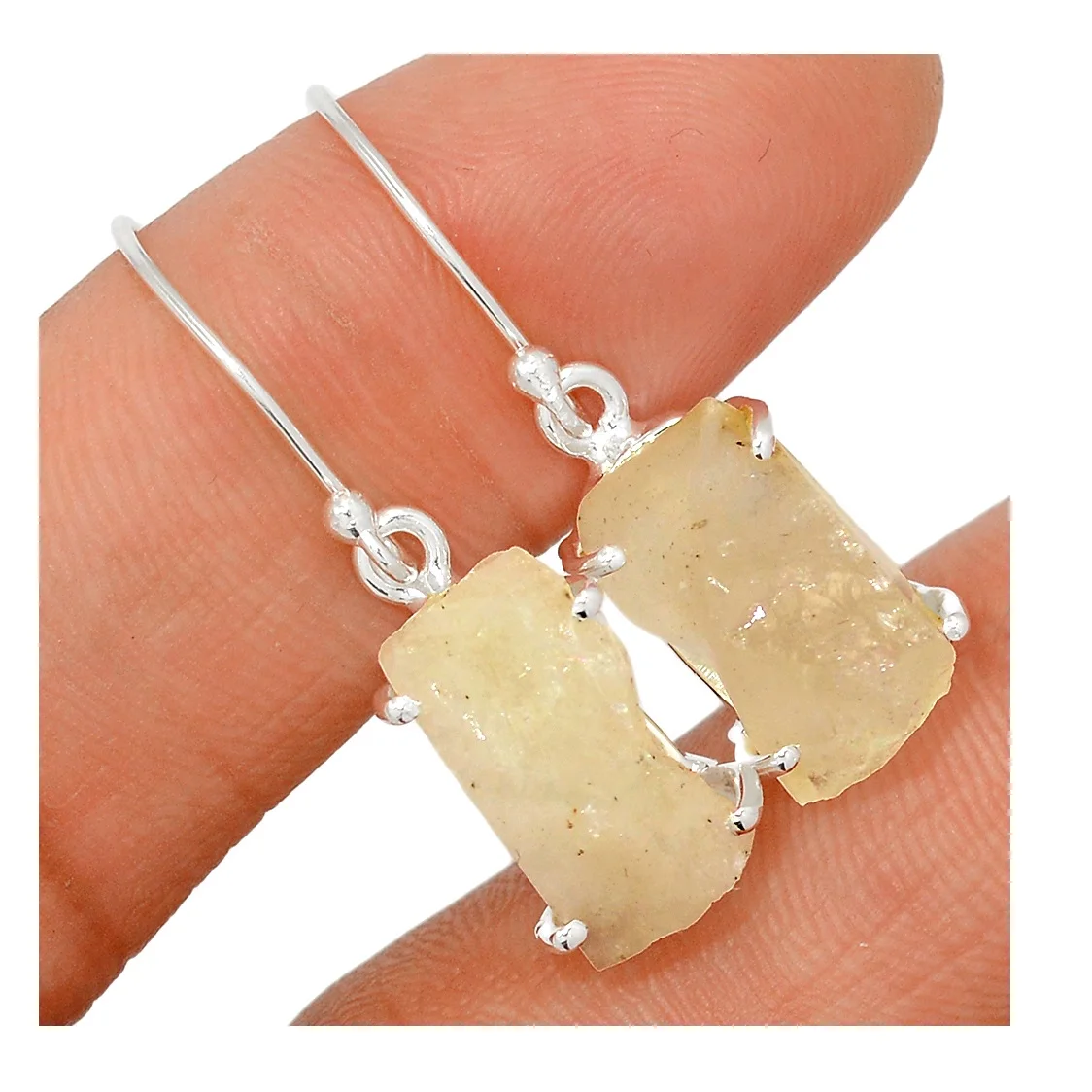 Серьги-кольца из стерлингового серебра женские серьги с серебряным покрытием и Индийским ливийским пустынным стеклом массивные от индийского продавца