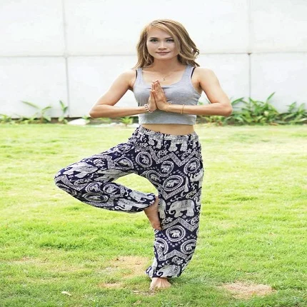2020 Woman Baggy Elephant Harem Pants online wholesale-Elephant Print Yoga Harem Pant-Thai Fisherman Elephant Harem Pant